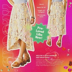 Willow & Root Marbled Midi Wrap Skirt - Cream Multi